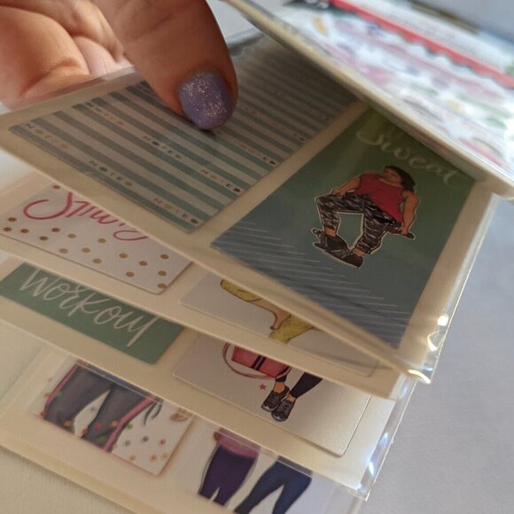 HTF Happy Planner Rong Rong 23pc Journaling Flip Stickers Women Fitness Fashion - Picture 5 of 6